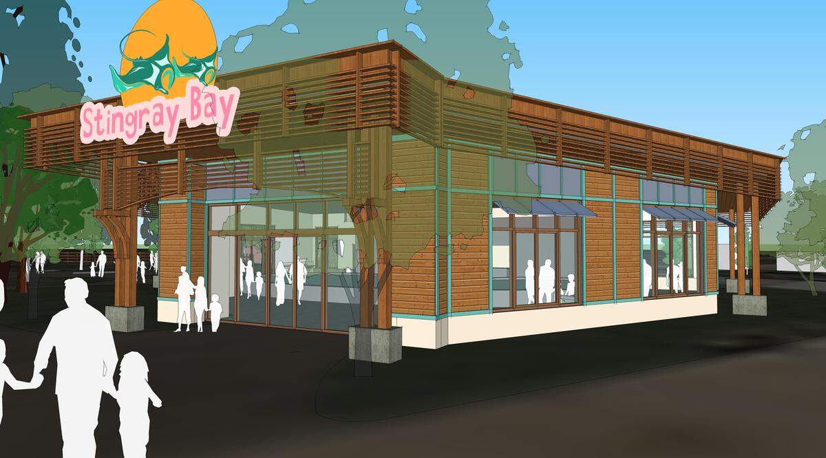 An artist rendering of the completed Stingray Bay exhibit.