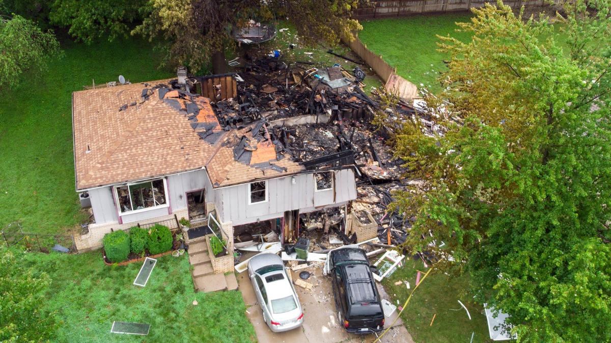 A duplex in the 7500 block of Englewood Avenue in Raytown exploded and caught fire Monday evening, June 28, 2021. Several people were injured, according to police.