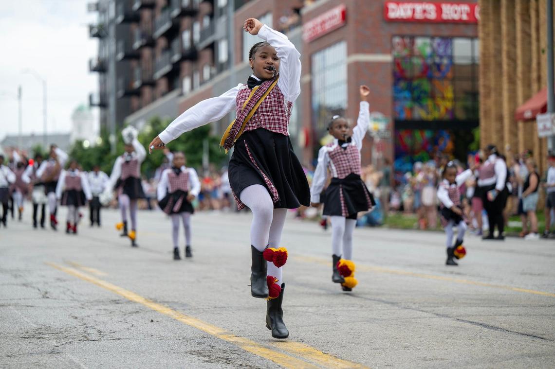 Members of the 4Eva Envy Drill Team marched down Broadway during the KC Pride Parade.