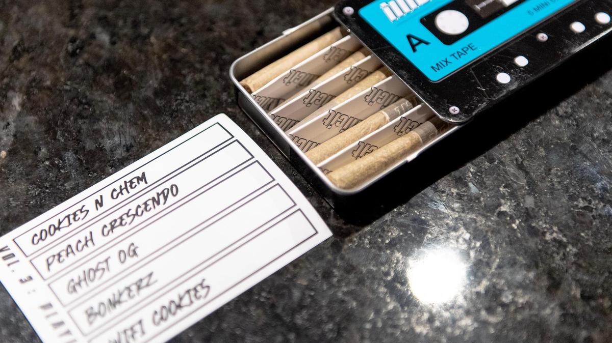 A package of weed pre-rolls is seen at Fresh Green Dispensary on Friday, Feb. 3, 2023, in Kansas City.