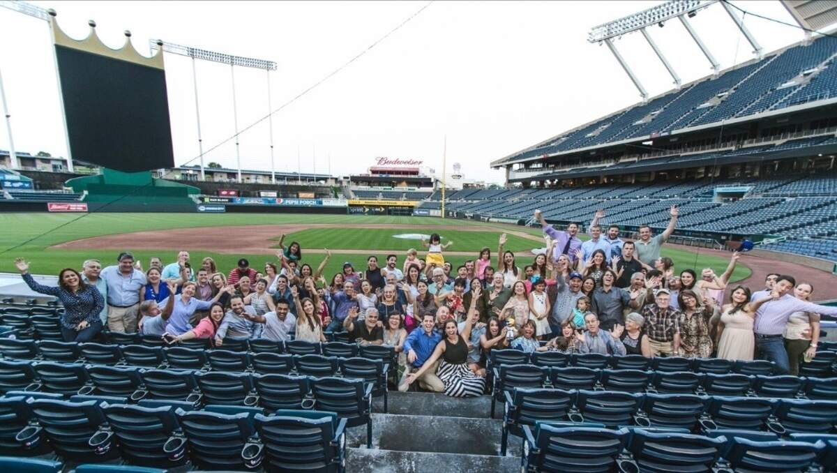 Jorge Guevara and his wife, Megan, held their rehearsal dinner at Kauffman Stadium.