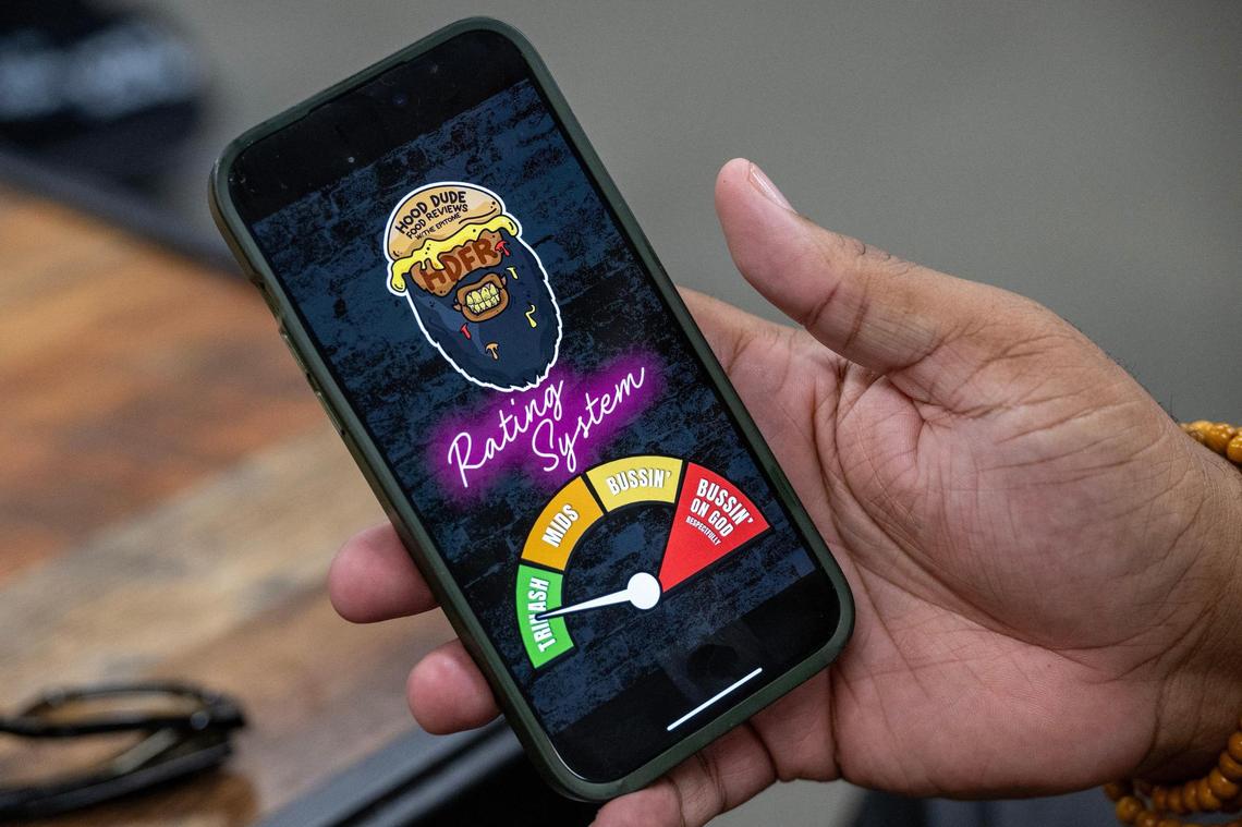 Glenn Robinson shows the template he uses to score dishes during a food review at The Upper Cut KC on Thursday, Dec. 12, 2024, in Liberty.