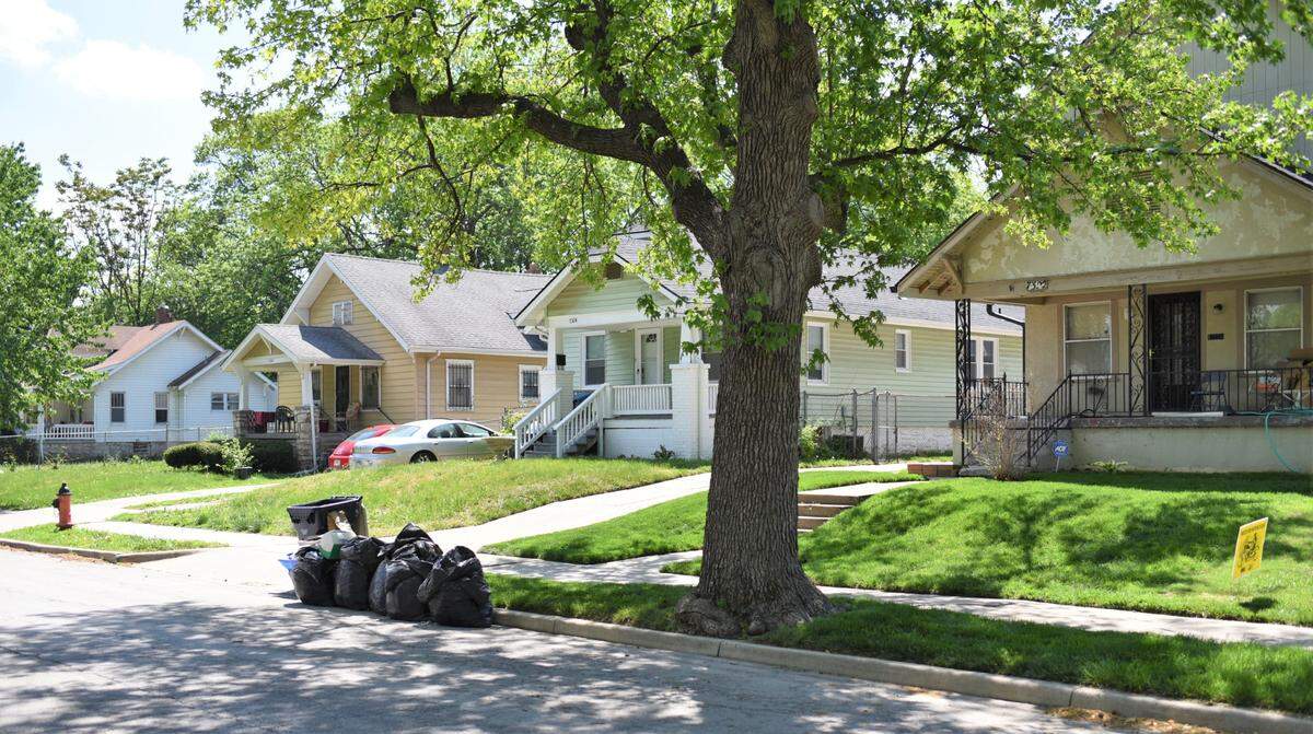 A photograph of the 7300 block of Wabash Avenue in Kansas City. On Jan. 15, 2022, Mackenzie Hopkins had recently moved in on the block when she was killed in her home.