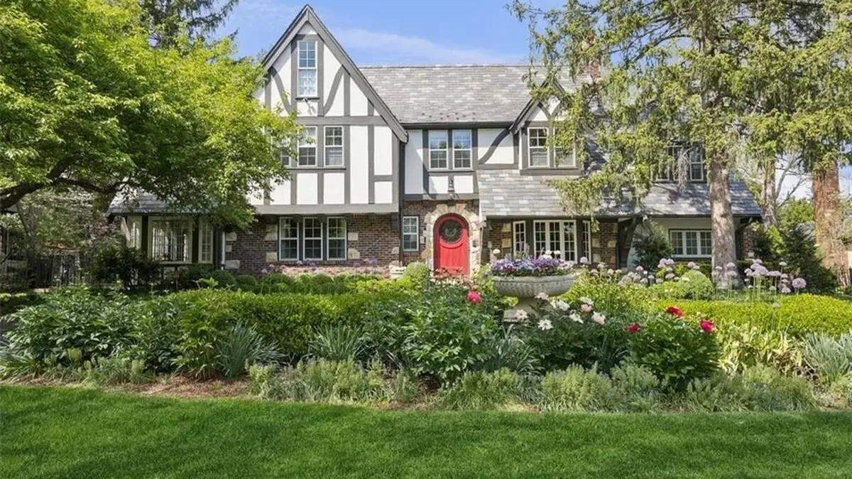 Timber, brick and stucco cover the front of 434 W. 56th St. in a screenshot from Zillow. Located just south of Loose Park, this Tudor-style home is listed for $1.9 million.