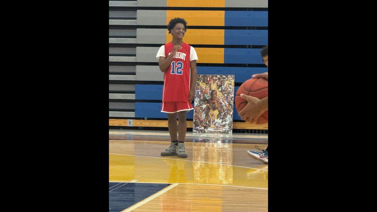 Lucas Long, 15, is pictured at a Southeast High School basketball game. Long was shot and killed on Jan. 8, 2026. He is remembered by loved ones as a hard-working teenager with a goofy personality.
