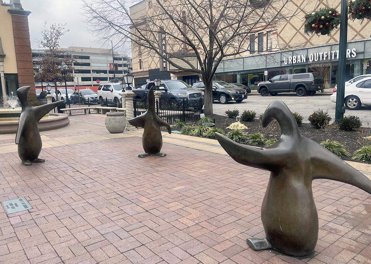 “The Court of Penguins” on the Country Club Plaza was completed in 1979, after Kraft’s death, using models he had made.