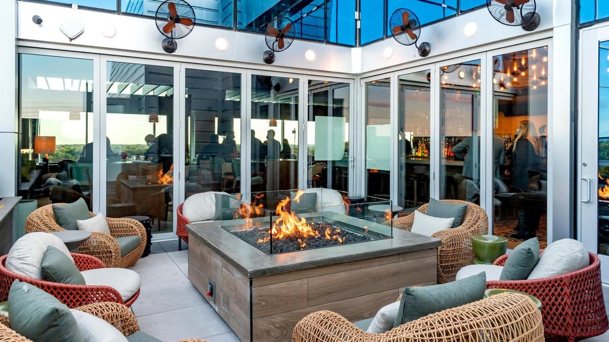 The rooftop patio at Prime Social, set to open Tuesday atop the 46 Penn Centre building overlooking the Country Club Plaza.