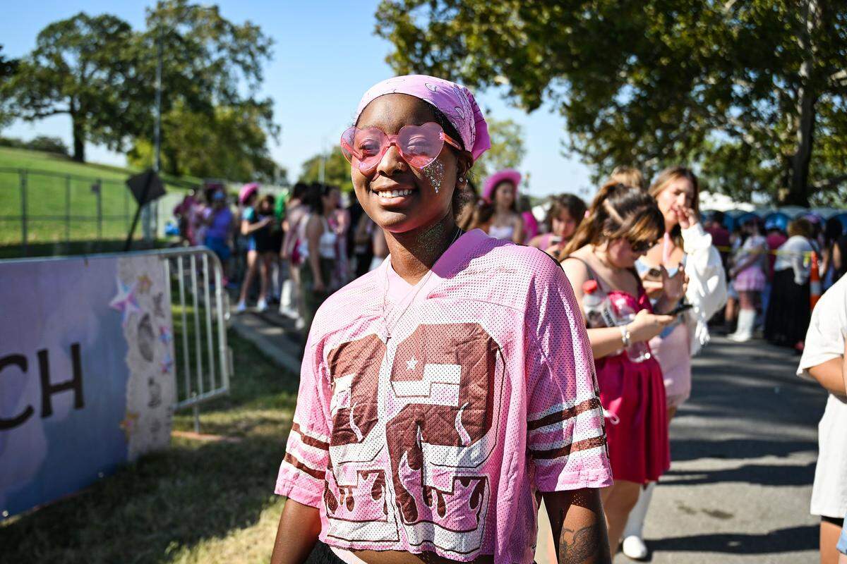 Q Njoroge, Kansas City, was dressed for a fun night before the Chappell Roan concert on Saturday, Oct. 4, 2025, at the National WWI Museum and Memorial in Kansas City.