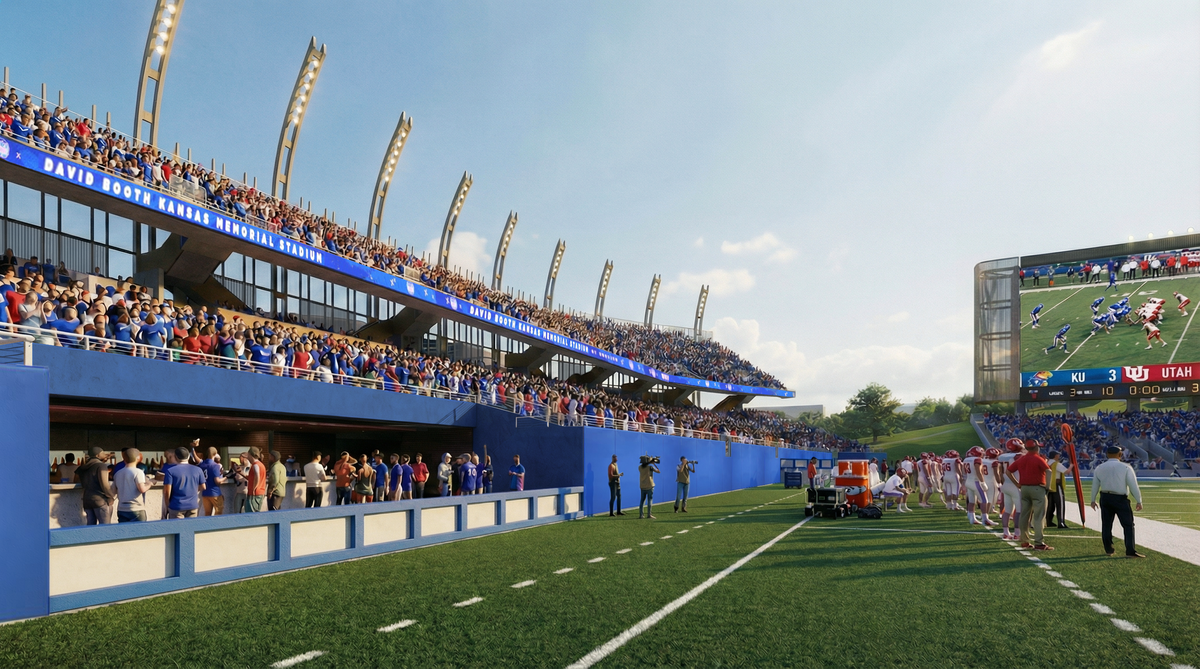 The Kansas Jayhawks athletic department released renderings on Jan. 22, 2026 of Phase 2 of the university’s ongoing refresh of David Booth Kansas Memorial Stadium in Lawrence.