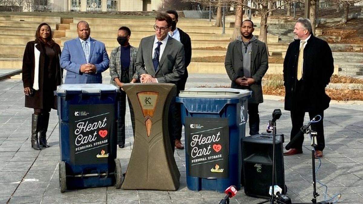 Kansas City Managers Brian Platt announcing the Heart Cart program that would become a public relations challenge in 2022