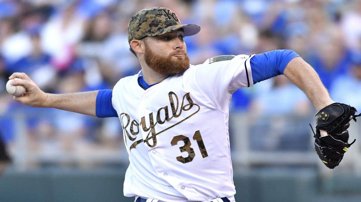 Kansas City Royals starting pitcher Ian Kennedy throws in the first inning during Monday's baseball game against the Tampa Bay Rays on May 30, 2016 at Kauffman Stadium in Kansas City.