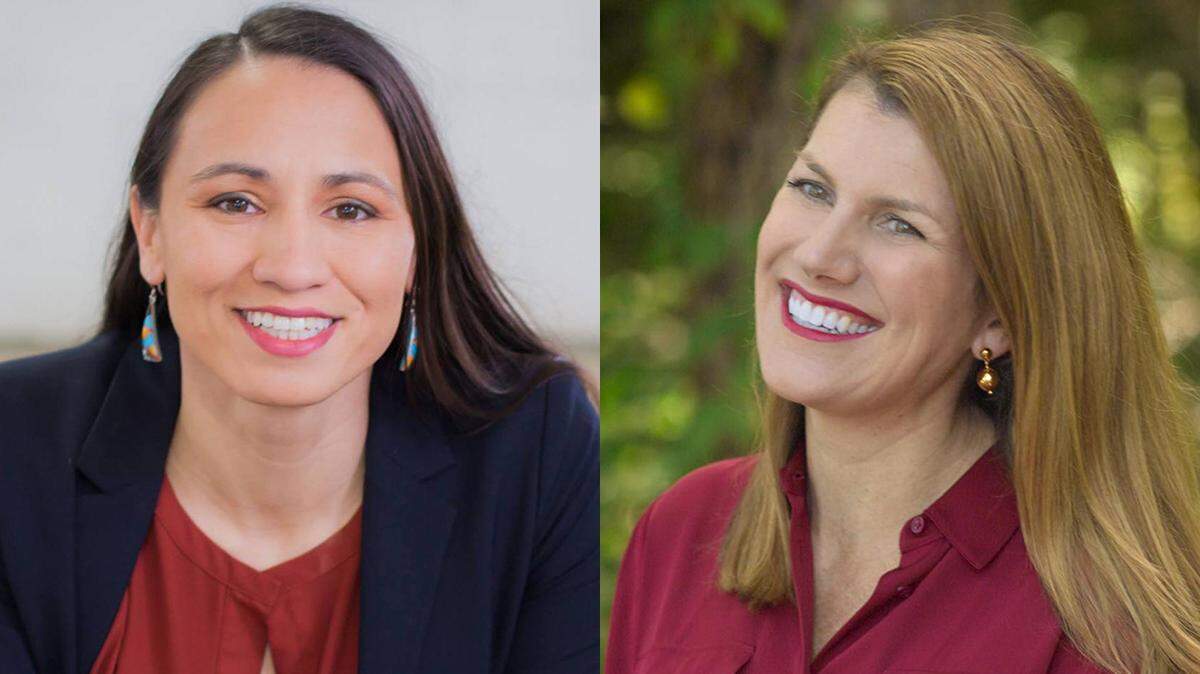 Rep. Sharice Davids and challenger Amanda Adkins