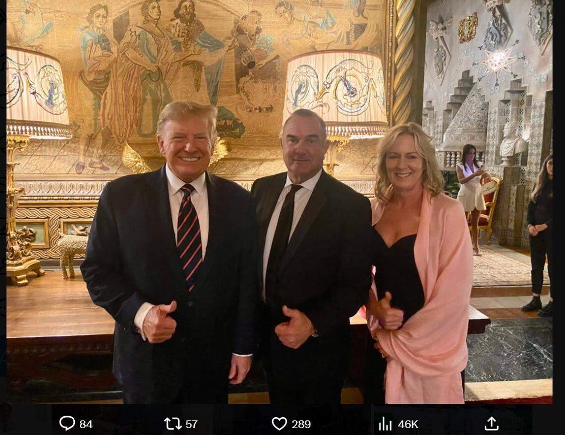 Missouri Lt. Gov. Mike Kehoe (center) stands with former President Donald Trump (left) and Kehoe’s wife, Claudia, in an undated photo. Kehoe posted the photo on his social media page on July 27, 2024