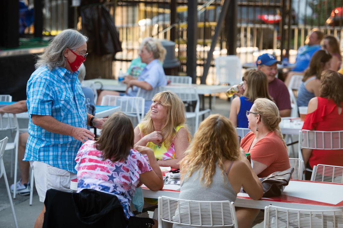 In front of the main stage outdoors at Knuckleheads on Wednesday night, dozens of patrons showed up to enjoy live music.