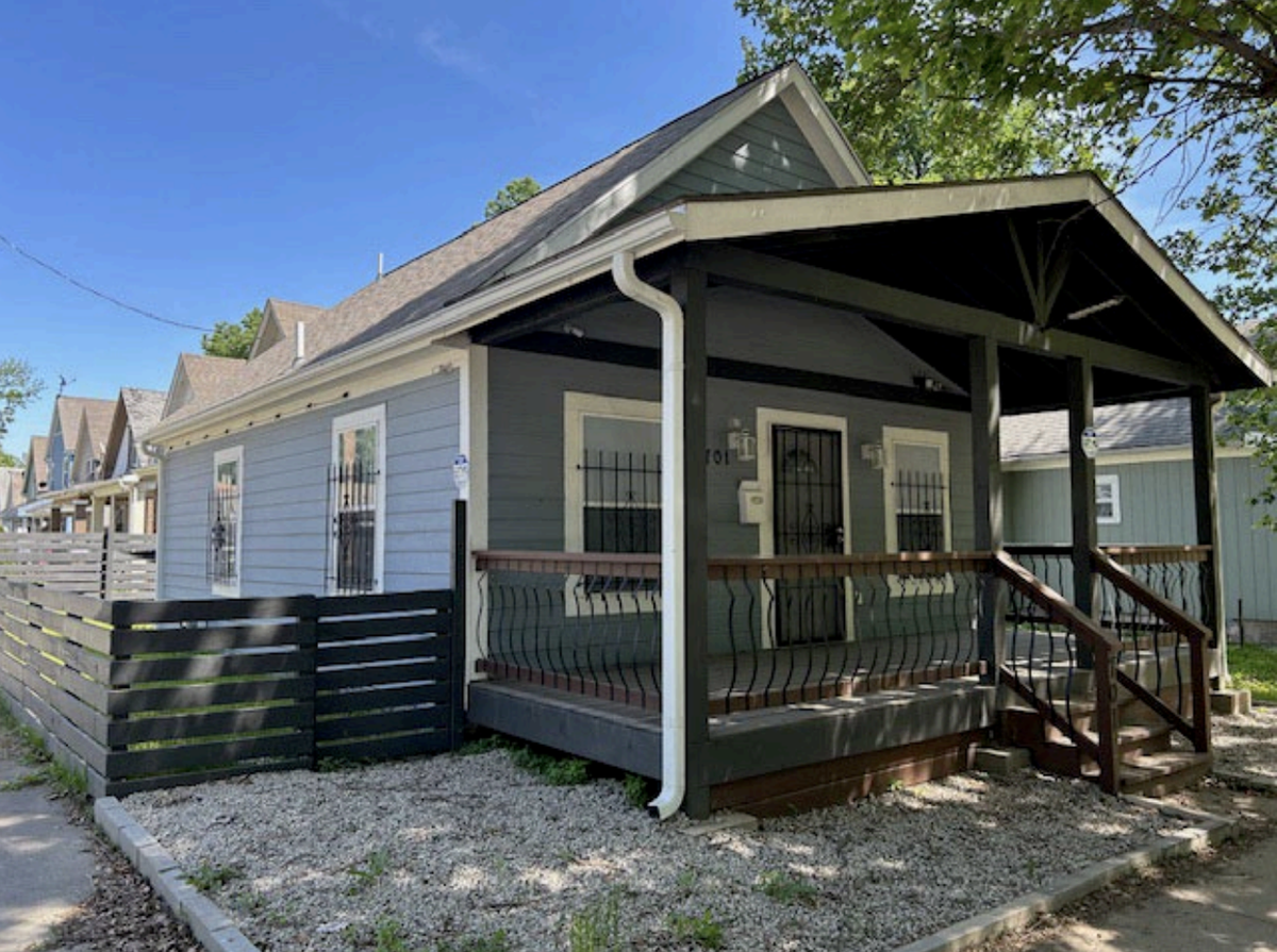 A home in Kansas City that could’ve been demolished after a fire but was instead saved and repaired.