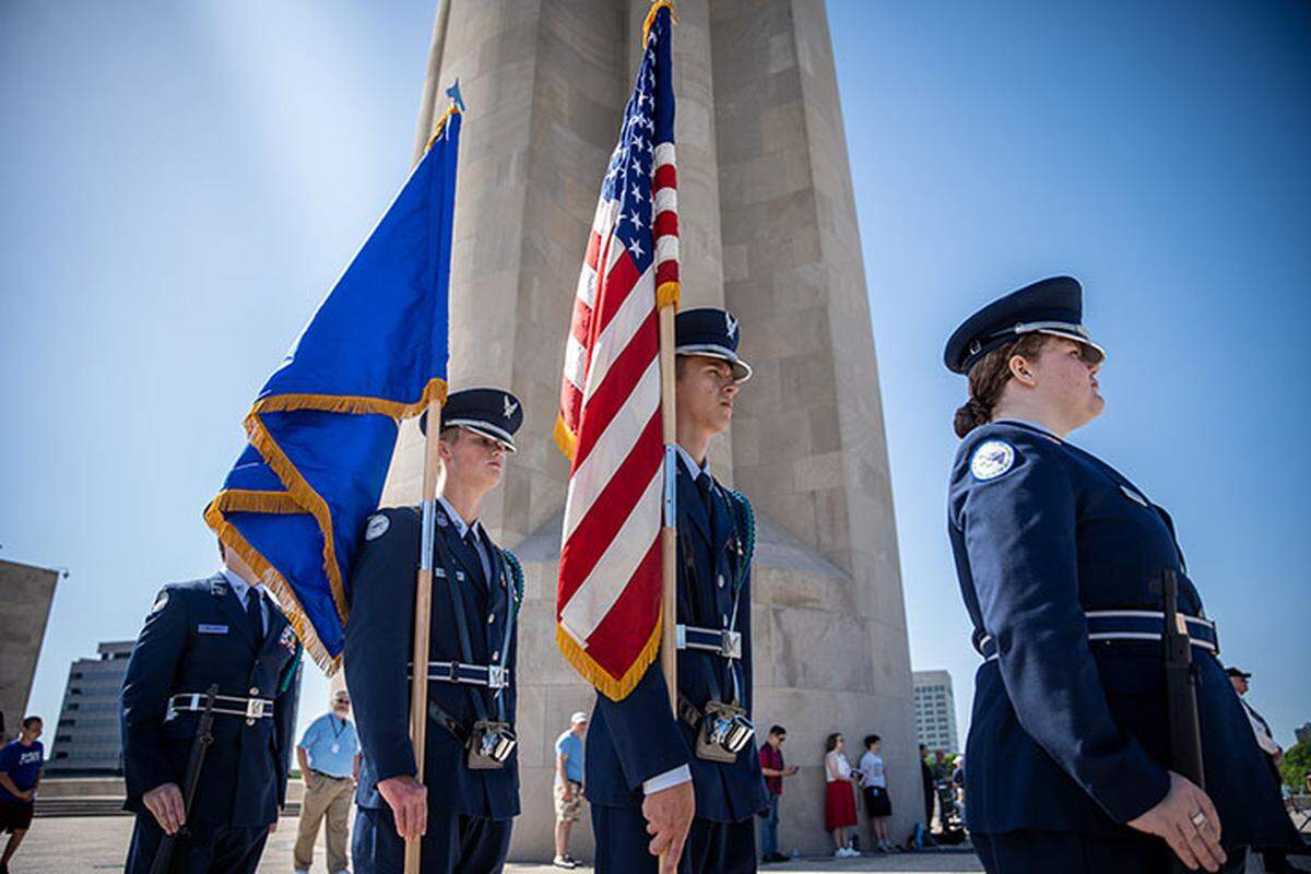 Members of the Air Force Junior Reserve Officers’ Training Corps from Blue Springs South High School presented the colors during last year’s Memorial Day Ceremony at the National WWI Museum and Memorial.