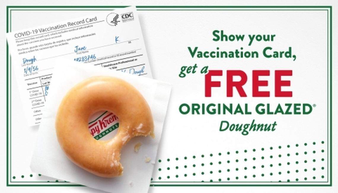 Krispy Kreme is offering free doughnuts to those who’ve been vaccinated for COVID-19.