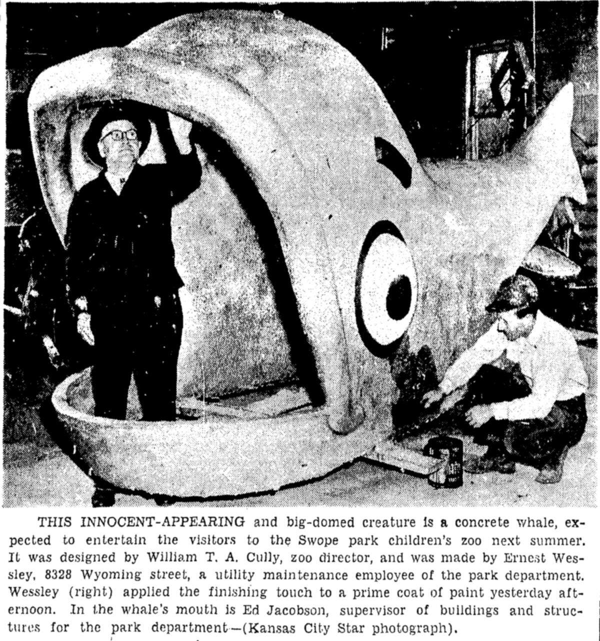 The Kansas City Zoo’s concrete Winnie the whale as it appeared in The Kansas City Times on Feb. 22, 1956.