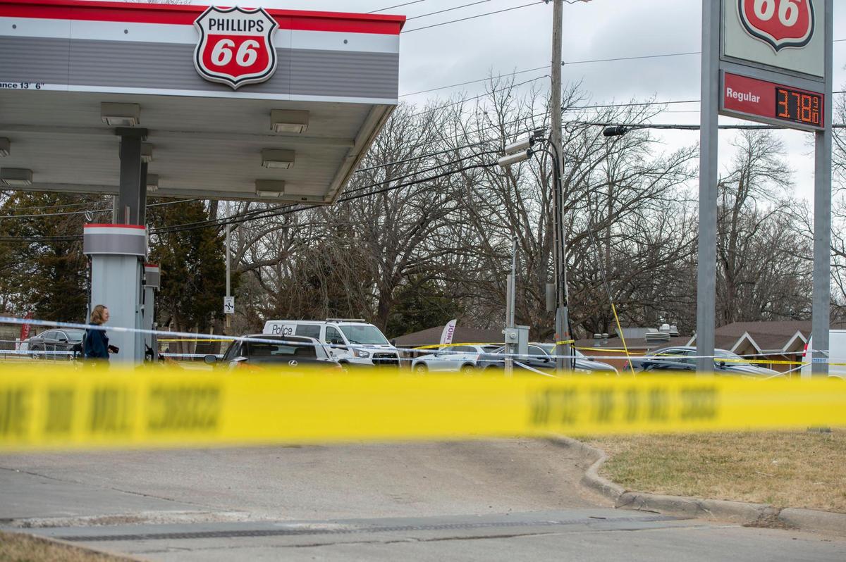 Kansas City police investigate a homicide in the 8100 block of Bannister Road on Monday, March 14, 2022.
