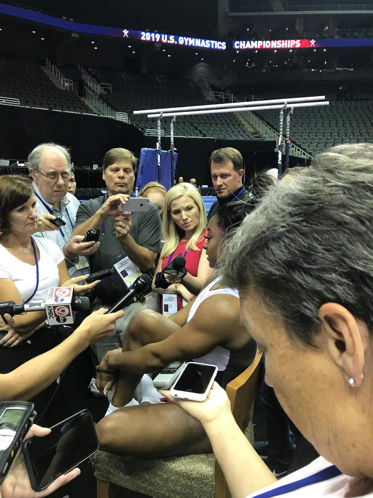 Simone Biles speaks to a group of reporters during the Olympic gymnast’s visit to KC’s Sprint Center last year.