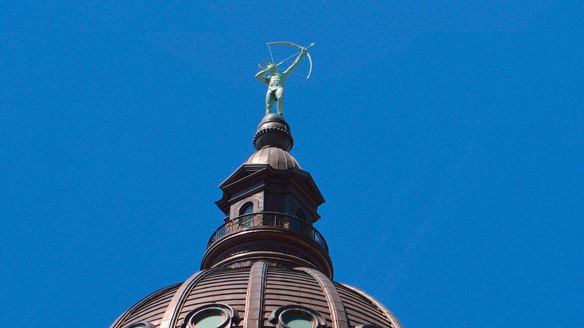 Kansas State Capitol Building Dome and Statue in Topeka