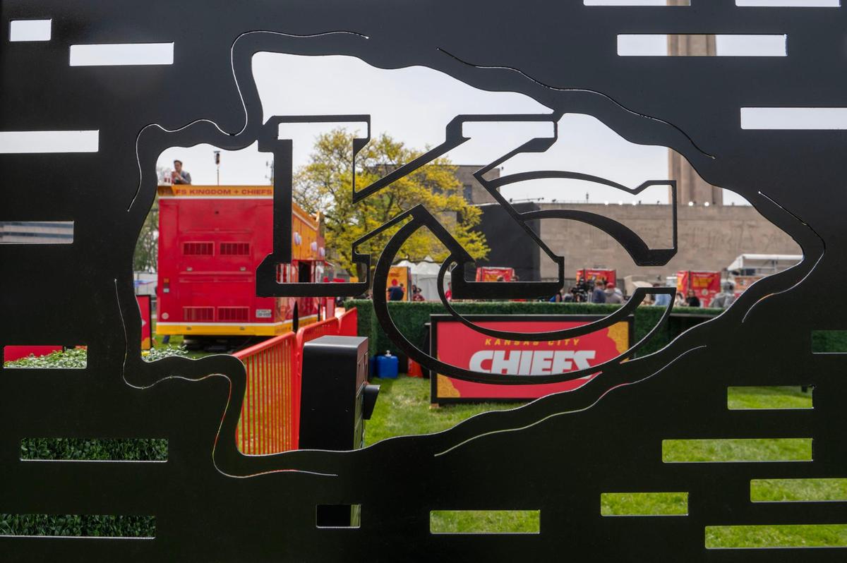 The Chiefs Kingdom Experience is seen at the NFL Draft preview on Wednesday, April 26, 2023, in Kansas City. Fans will have the opportunity to enjoy several actives while visiting the booth.