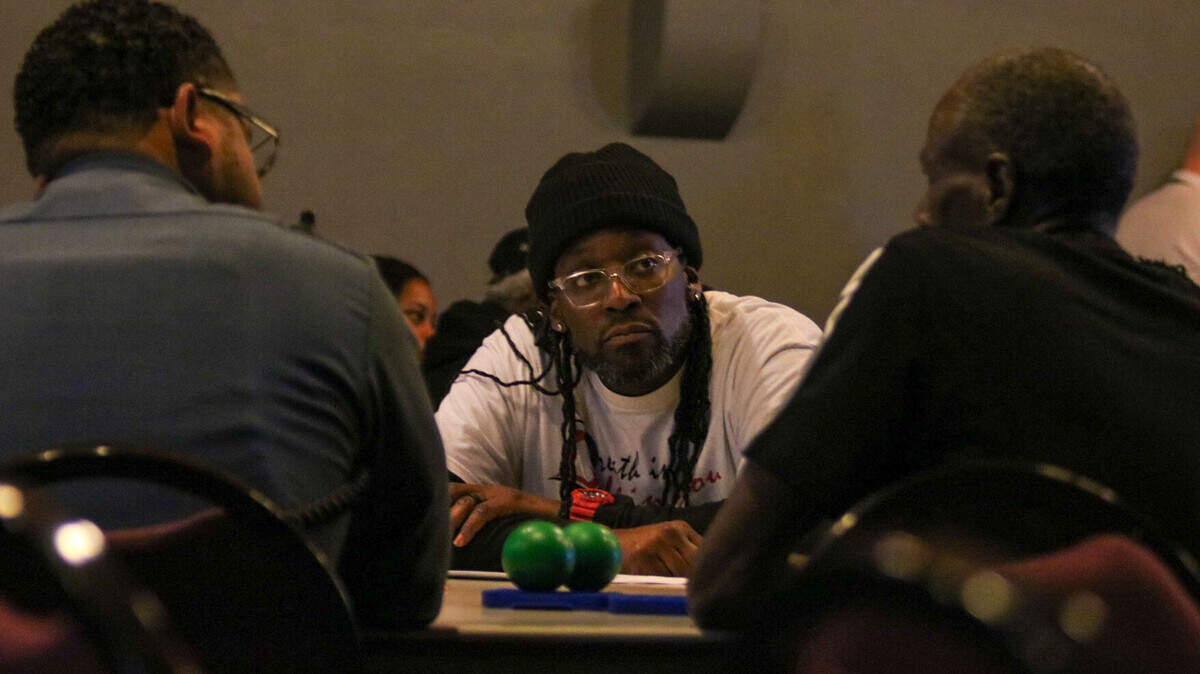 Chris Hutson discusses violence prevention with other members of the community at KC United on March 2, 2024. Hutson is involved in Breath in Me, Life in You, a youth services organization in Kansas City.