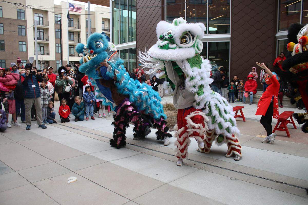 Members of KC Lion Dance perform at the Lenexa Public Market’s Lunar New Year celebration Feb. 11. The market is hosting a summer of free concerts starting May 24.