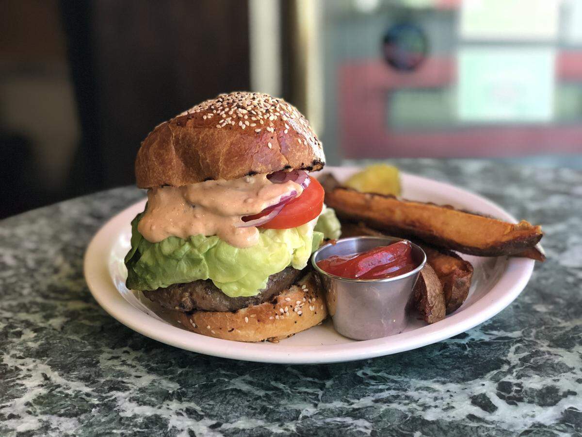 The bison Border Burger at The Majestic Restaurant and Jazz Club.