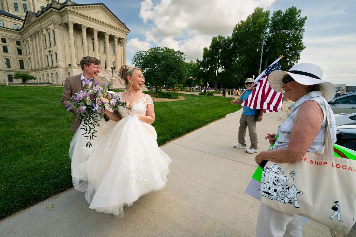 If it weren’t their wedding day, Hammet and Stiehler said they would have been at the protest.