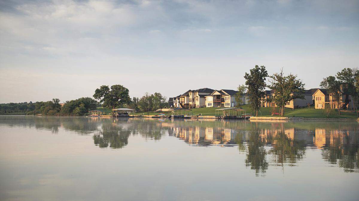 Homes in Creekmoor offer resort-style living with stunning lake views.