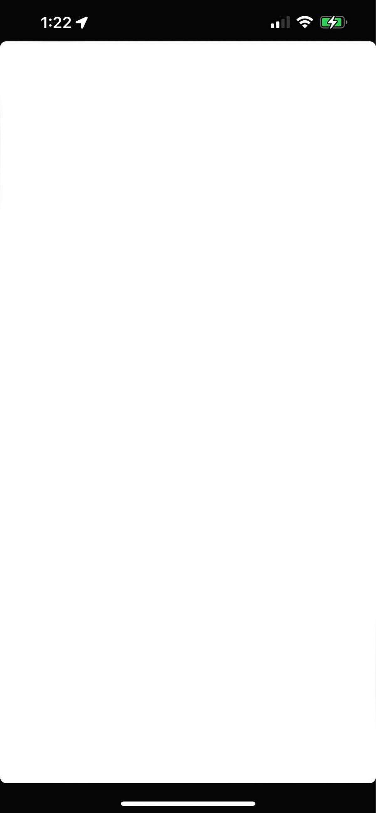 A screenshot of a white screen from Heath Fanning trying to access the BetMGM mobile app