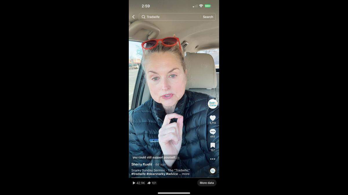 Sherry Kuhl took to TikTok to inform young women that the “tradwife” trend is not wise.
