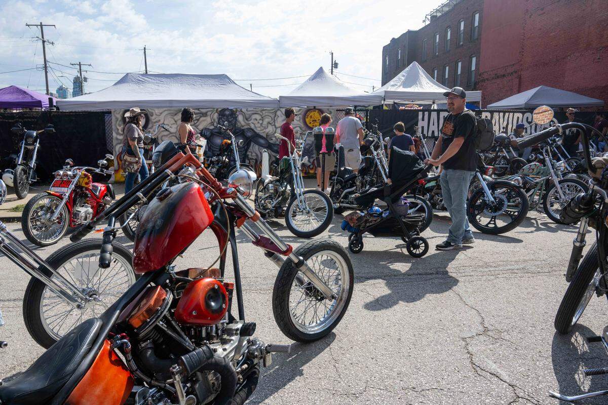 Custom motorcycles in a variety built in various styles filled the streets for The David Mann Chopper Fest in Kansas City.