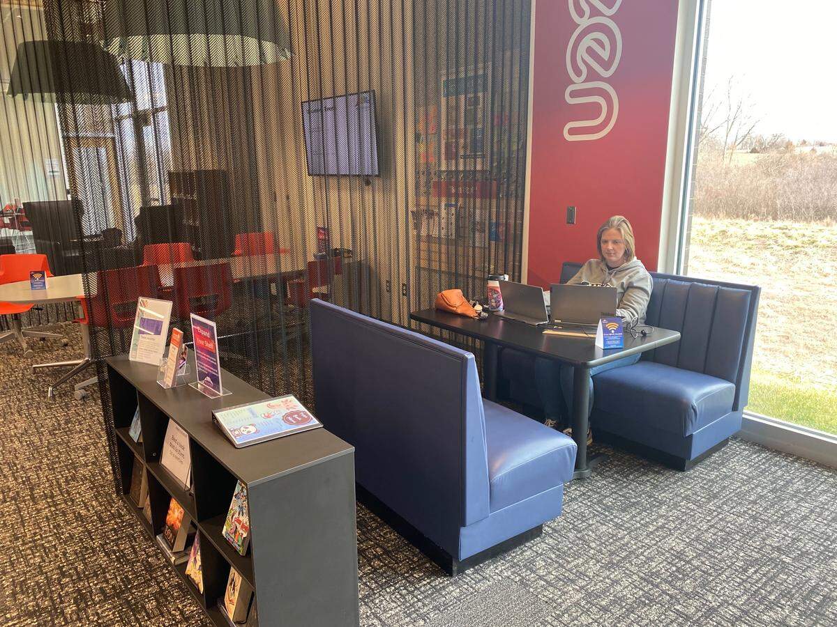 Library patron Meghan Craft works in one of the alcoves at the Colbern Road branch.