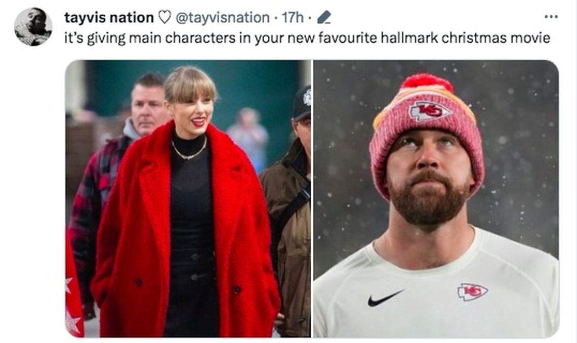 An eye-catching red coat and equally fetching boyfriend.