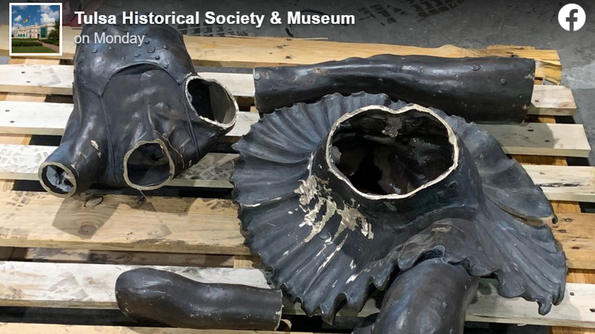 Recovered pieces of the Marjorie Tallchief statue were found after the figure was stolen from Tulsa Historical Society & Museum, Oklahoma police said.