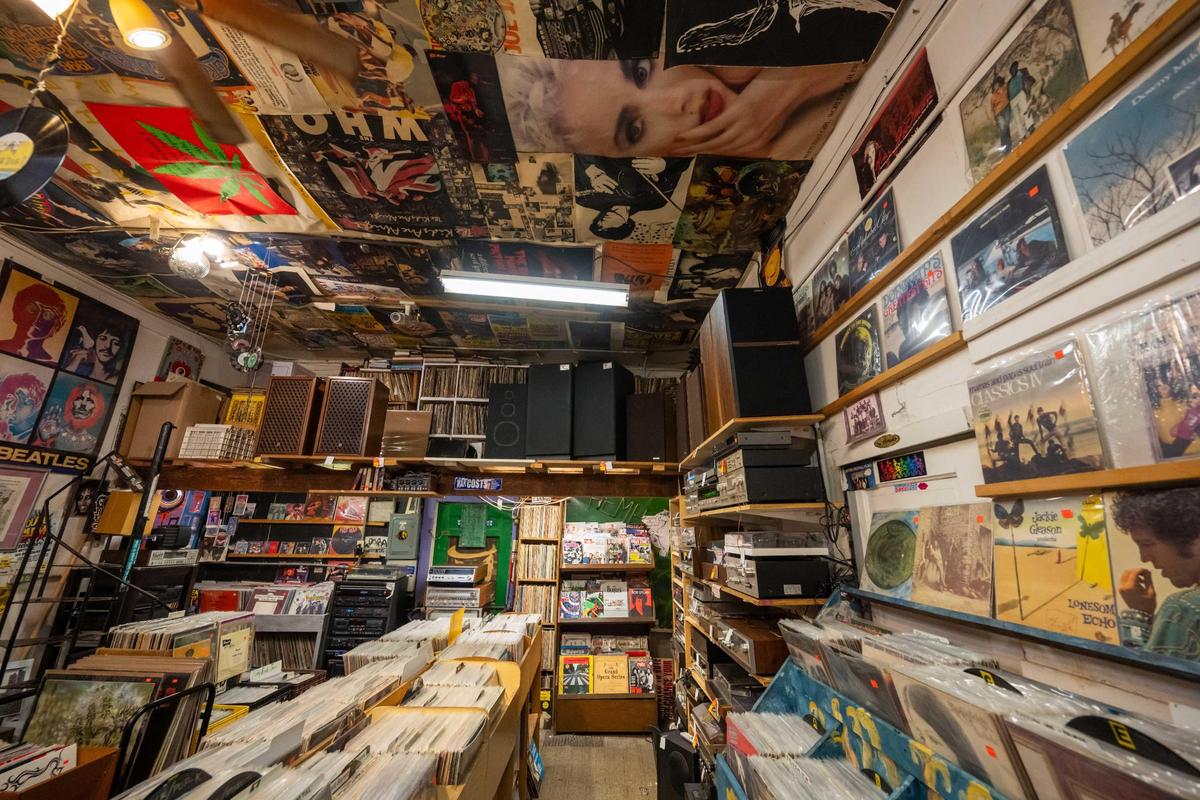 A full record store and music equipment repair shop are hidden in the back of It’s a Beautiful Day. Co-owner Erik Branstetter helps fix old stereos and more in the show.