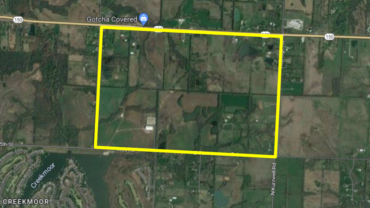 This satellite image shows the proposed site of a landfill in southeastern Kansas City. A private developer has approached landowners in the area, but state and local lawmakers are pushing back against the project following public outcry.