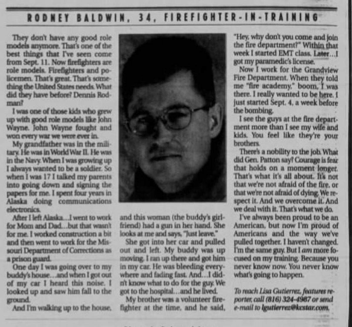 Rodnet Baldwin’s interview in The Kansas City Star on Nov. 11, 2001