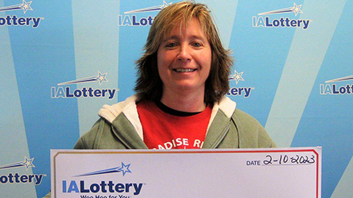Florence Hurla, 50, won $10,000 playing the Iowa Lottery’s Mega Crossword scratch-off game.