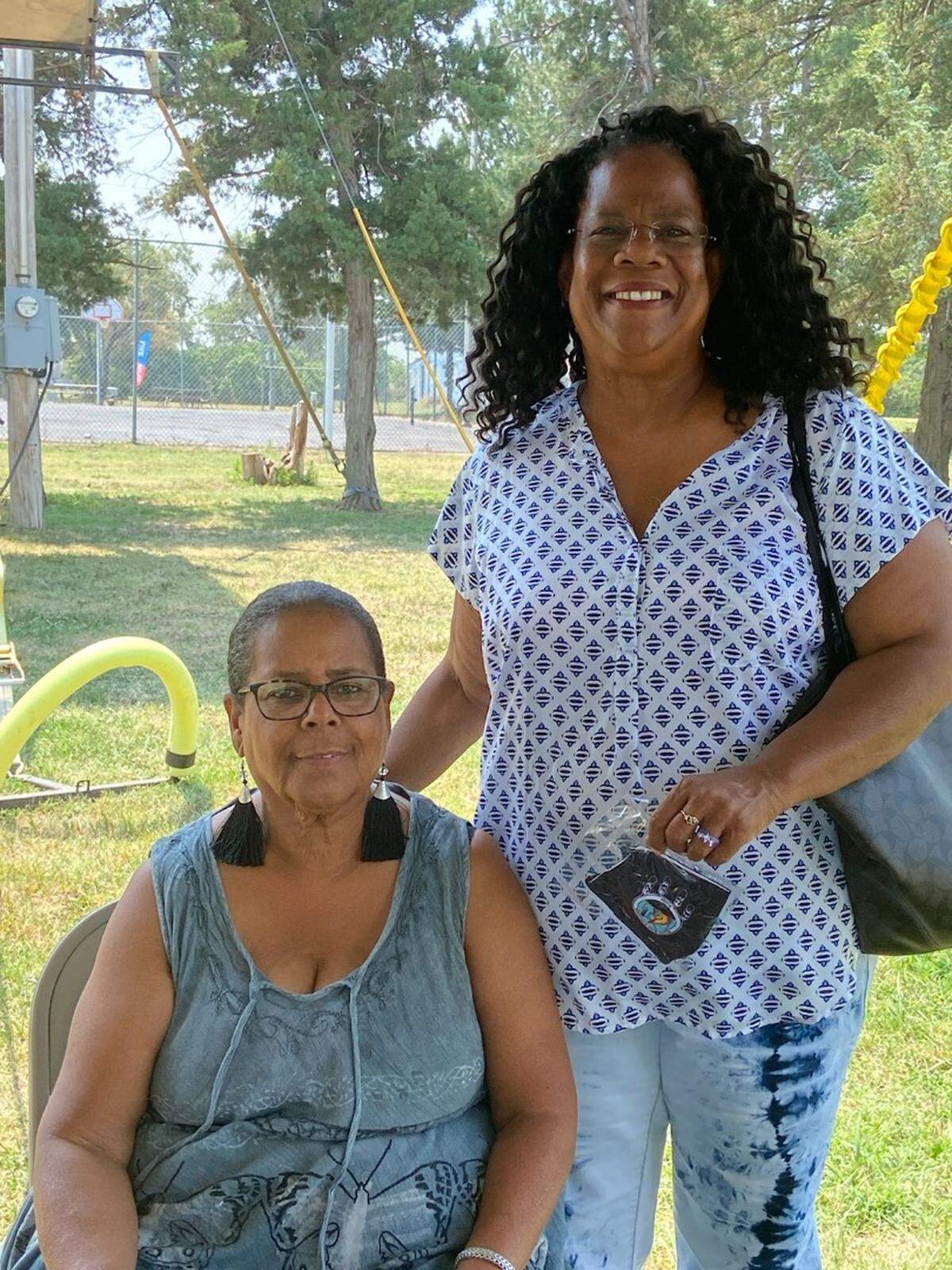 Cousins Angela Bates and JohnElla Holmes (L to R) at the 143rd Emancipation Celebration.