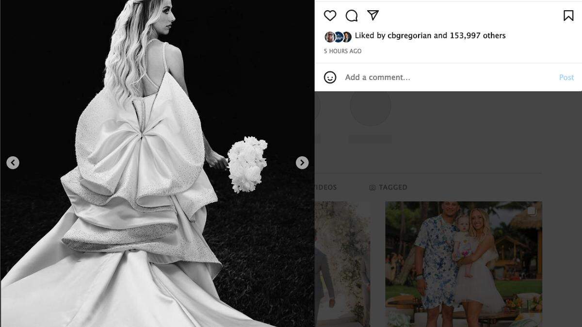 Brittany Mahomes shares more photos of ‘stunning’ Versace wedding gown, and that bow