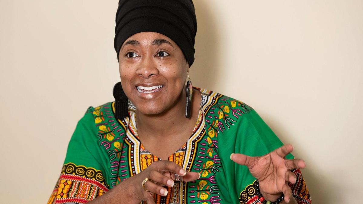 .Janay Reliford, who chairs the Kansas City Reparations Coalition, spoke at the Black Archives of Mid-America, a couple months ago. She spends a lot of time around the city educating people about why reparations for Black residents is important and needed.