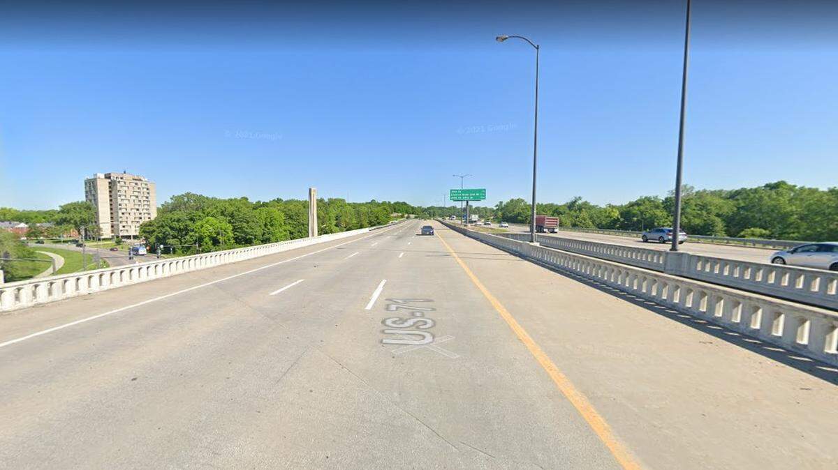 71 Highway just above Emanuel Cleaver II Boulevard where police early Sunday morning found two people in a car suffering from gunshot wounds.