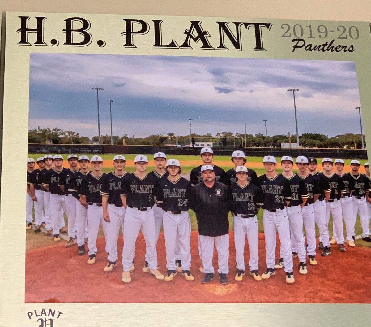 A team photo featuring Kansas City Royals prospect Jac Caglianone (center) at H.B. Plant High School in Tampa, Florida.