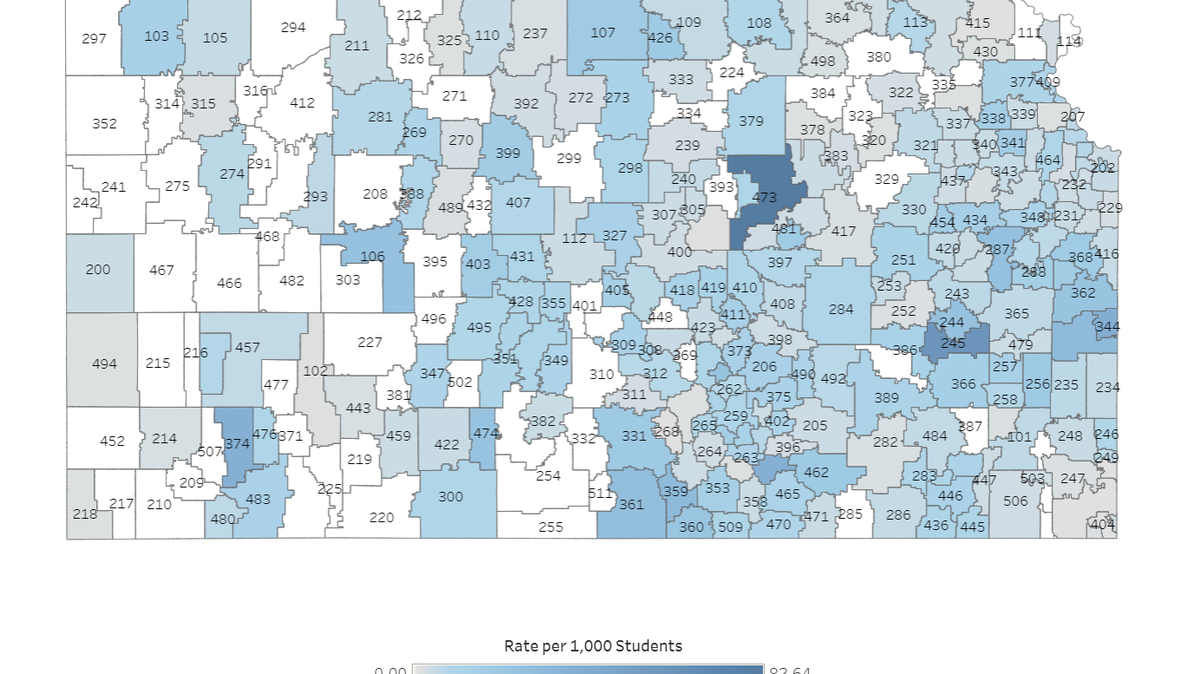 The Kansas Department of Health and Environment is mapping the number of COVID-19 cases among children based on the public school system they reside in.
