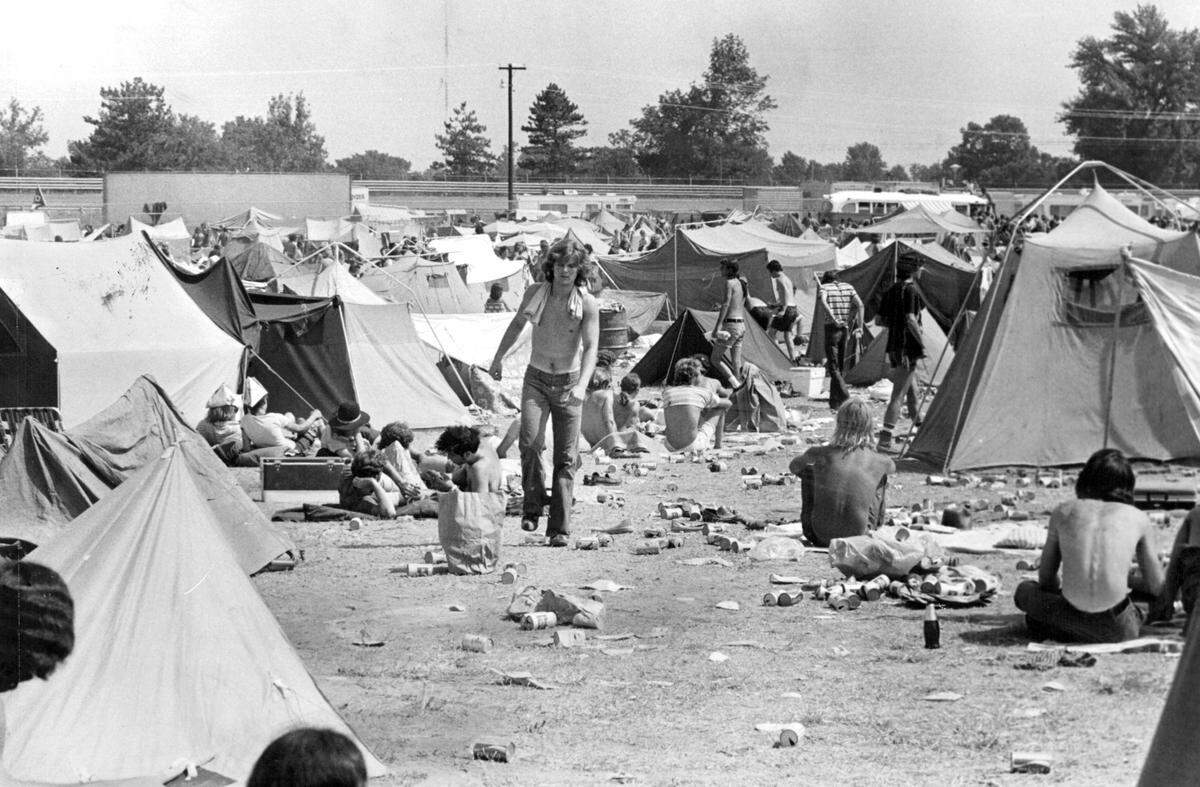 A squalid tent-city covered much of the state fairgrounds during the Ozark Music Festival in 1974 in Sedalia. As the temperature climbed, the stench from garbage littering the ground began to mix with the pungent odor of marijuana smoke.
