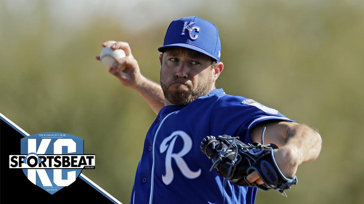 Kansas City Royals pitcher Greg Holland throws during spring training baseball practice Sunday, Feb. 16, 2020, in Surprise, Ariz. (AP Photo/Charlie Riedel)