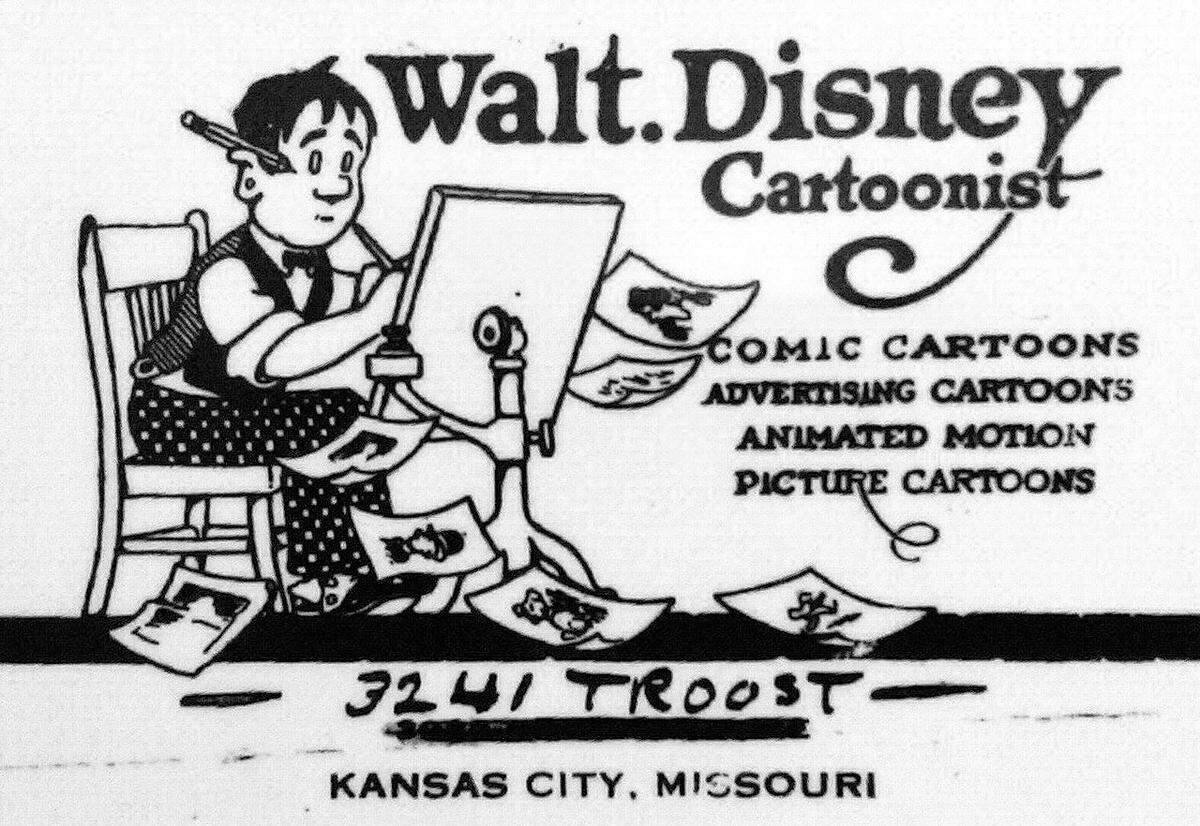 An advertisement for Walt Disney’s services as a cartoonist, ca. 1921